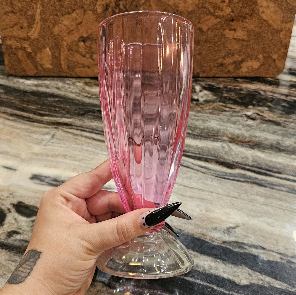 Elegant Pink Glass Makeup Brush Holder